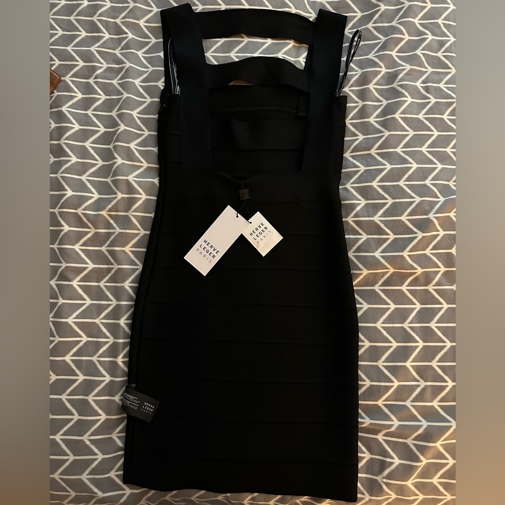 Herve Leger black bandage dress, XS